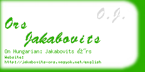 ors jakabovits business card